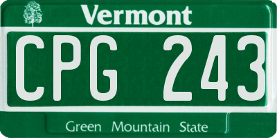 VT license plate CPG243