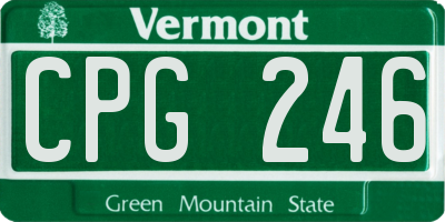 VT license plate CPG246