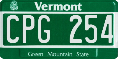 VT license plate CPG254