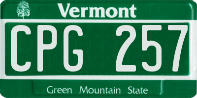 VT license plate CPG257