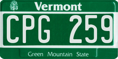VT license plate CPG259