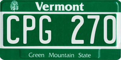 VT license plate CPG270