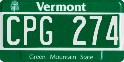 VT license plate CPG274