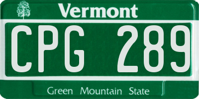 VT license plate CPG289