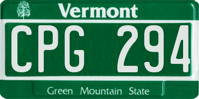 VT license plate CPG294