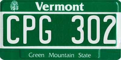 VT license plate CPG302