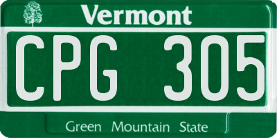 VT license plate CPG305