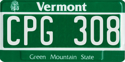 VT license plate CPG308