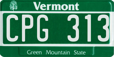 VT license plate CPG313