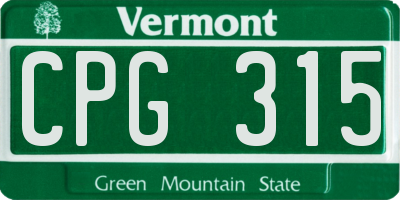 VT license plate CPG315