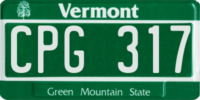 VT license plate CPG317