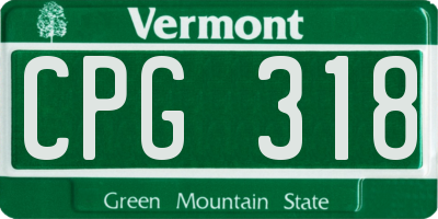 VT license plate CPG318