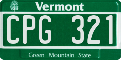 VT license plate CPG321