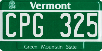 VT license plate CPG325
