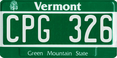 VT license plate CPG326