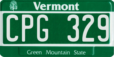 VT license plate CPG329