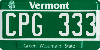 VT license plate CPG333