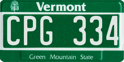 VT license plate CPG334
