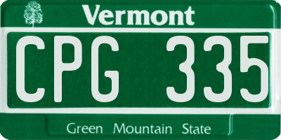 VT license plate CPG335