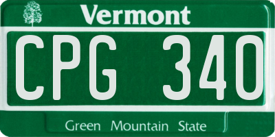 VT license plate CPG340