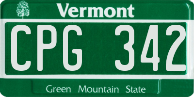 VT license plate CPG342