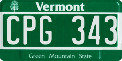 VT license plate CPG343