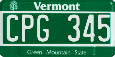 VT license plate CPG345