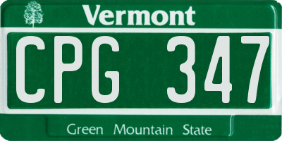 VT license plate CPG347