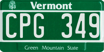 VT license plate CPG349