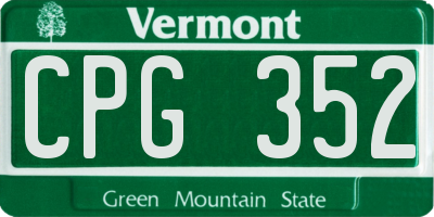 VT license plate CPG352