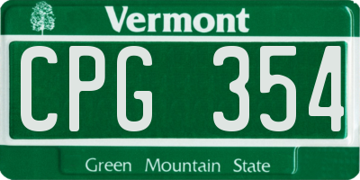 VT license plate CPG354