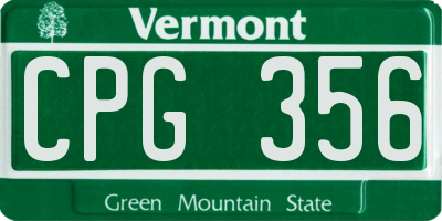 VT license plate CPG356
