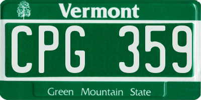 VT license plate CPG359