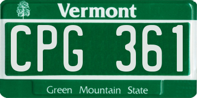 VT license plate CPG361