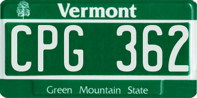 VT license plate CPG362