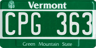VT license plate CPG363