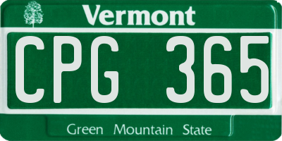 VT license plate CPG365