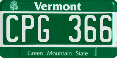 VT license plate CPG366