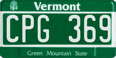 VT license plate CPG369