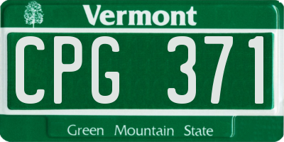 VT license plate CPG371