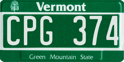 VT license plate CPG374
