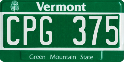 VT license plate CPG375