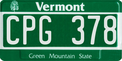 VT license plate CPG378