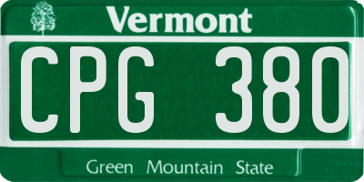 VT license plate CPG380
