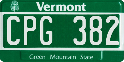 VT license plate CPG382