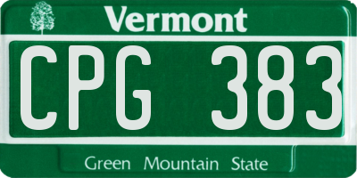 VT license plate CPG383
