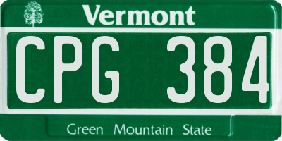 VT license plate CPG384