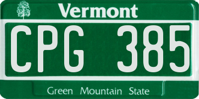 VT license plate CPG385