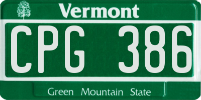 VT license plate CPG386