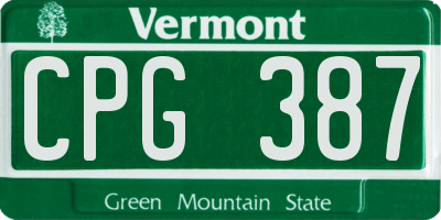 VT license plate CPG387